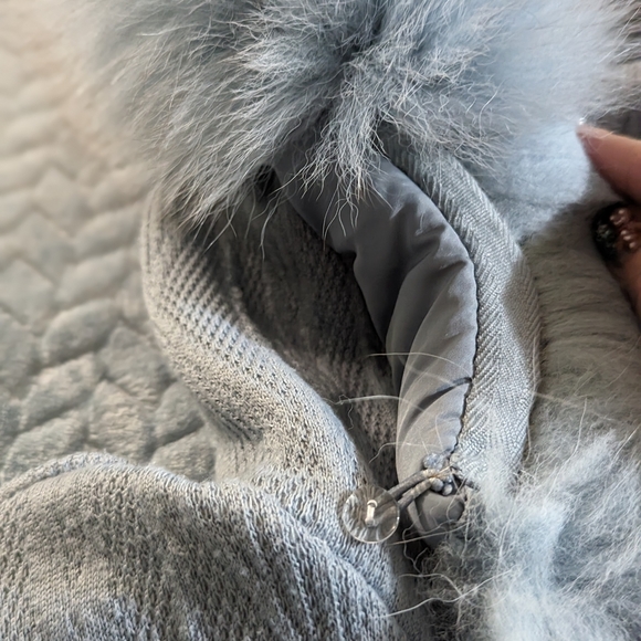 Baby Blue Big Fur Trim Hooded Jacket - Picture 5 of 7